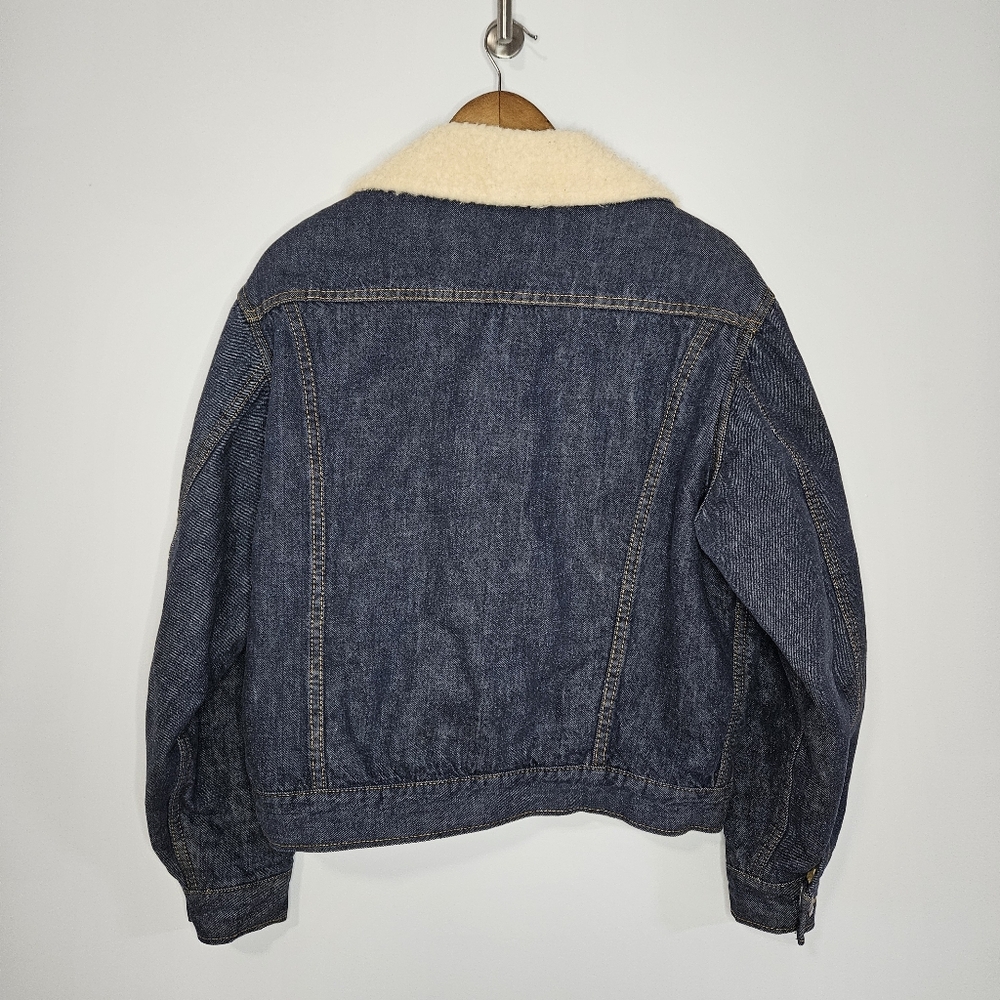 Vintage 70s Sears Roebucks Denim Sheerling Sherpa Lined Jacket 44R - Picture 4 of 12